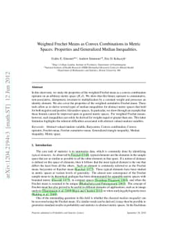 Weighted Frechet Means as Convex Combinations in Metric Spaces:
  Properties and Generalized Median Inequalities