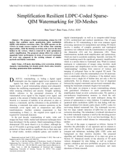 Simplification Resilient LDPC-Coded Sparse-QIM Watermarking for
  3D-Meshes
