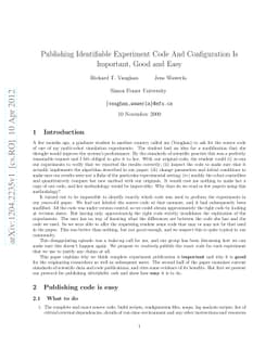 Publishing Identifiable Experiment Code And Configuration Is Important,
  Good and Easy