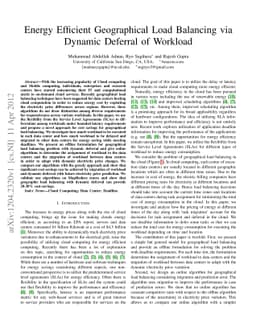 Energy Efficient Geographical Load Balancing via Dynamic Deferral of
  Workload