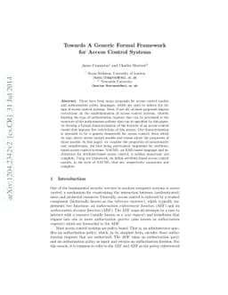 Towards A Generic Formal Framework for Access Control Systems