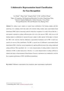 Collaborative Representation based Classification for Face Recognition