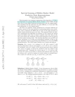 A Simple Explanation of A Spectral Algorithm for Learning Hidden Markov
  Models