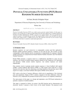 Physical Unclonable Function (PUF) Based Random Number Generator