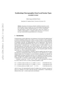 Synthesising Choreographies from Local Session Types (extended version)