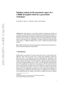 Solution regions in the parameter space of a 3-RRR decoupled robot for a
  prescribed workspace