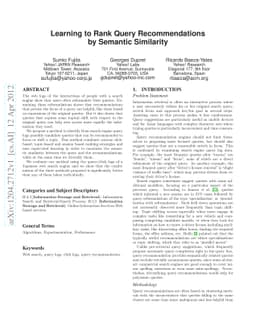 Learning to Rank Query Recommendations by Semantic Similarities