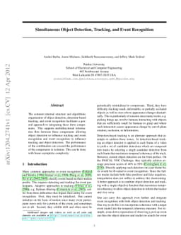 Simultaneous Object Detection, Tracking, and Event Recognition