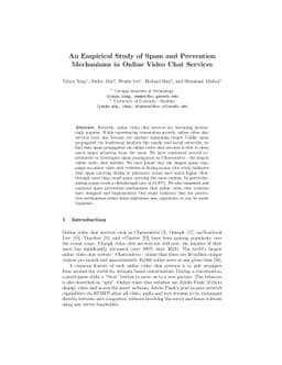 An Empirical Study of Spam and Prevention Mechanisms in Online Video
  Chat Services