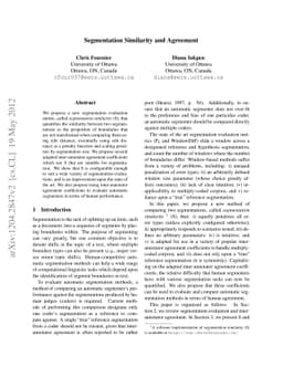 Segmentation Similarity and Agreement