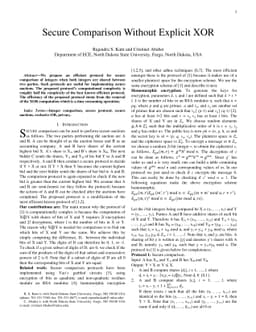Secure Comparison Without Explicit XOR