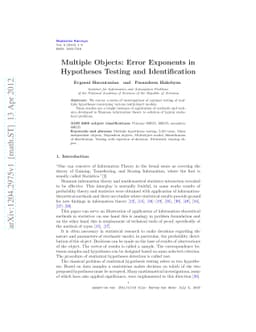 Multiple Objects: Error Exponents in Hypotheses Testing and
  Identification