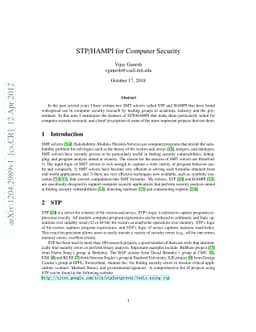 STP/HAMPI and Computer Security