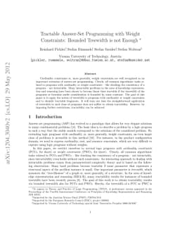 Tractable Answer-Set Programming with Weight Constraints: Bounded
  Treewidth is not Enough