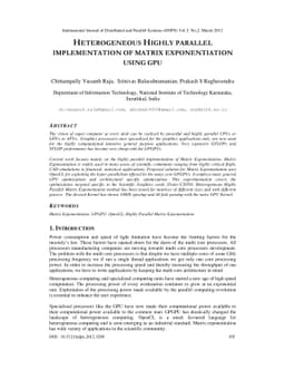 Heterogeneous Highly Parallel Implementation of Matrix Exponentiation
  Using GPU