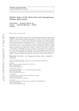 Markov degree of the three-state toric homogeneous Markov chain model