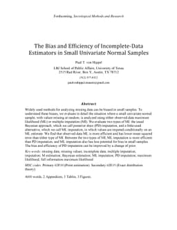 The Bias and Efficiency of Incomplete-Data Estimators in Small
  Univariate Normal Samples
