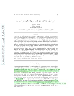 Lower Complexity Bounds for Lifted Inference