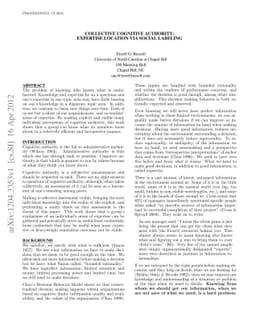 Collective Cognitive Authority: Expertise Location via Social Labeling