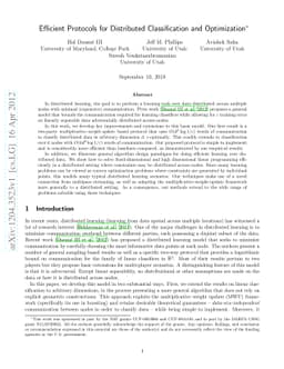 Efficient Protocols for Distributed Classification and Optimization