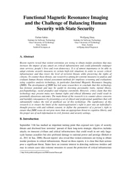 Functional Magnetic Resonance Imaging and the Challenge of Balancing
  Human Security with State Security