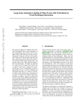 Large-Scale Automatic Labeling of Video Events with Verbs Based on
  Event-Participant Interaction