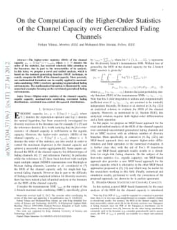 On the Computation of the Higher Order Statistics of the Channel
  Capacity over Generalized Fading Channels