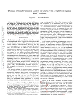 Distance Optimal Formation Control on Graphs with a Tight Convergence
  Time Guarantee