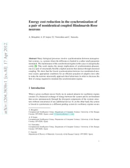 Energy cost reduction in the synchronization of a pair of nonidentical
  coupled Hindmarsh-Rose neurons