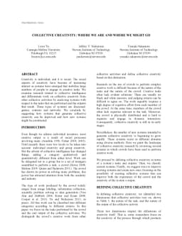 Collective Creativity: Where we are and where we might go