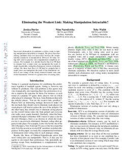 Eliminating the Weakest Link: Making Manipulation Intractable?