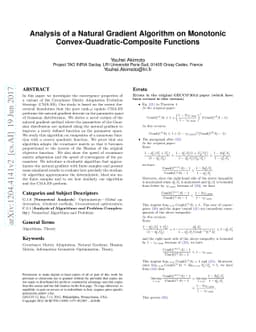 Analysis of a Natural Gradient Algorithm on Monotonic
  Convex-Quadratic-Composite Functions