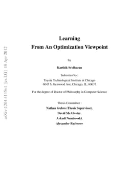 Learning From An Optimization Viewpoint