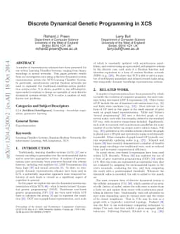 Discrete Dynamical Genetic Programming in XCS