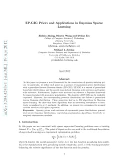 EP-GIG Priors and Applications in Bayesian Sparse Learning
