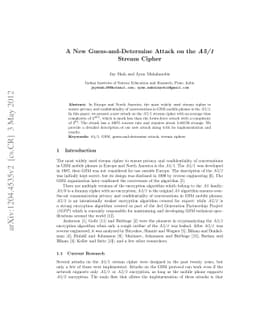 A New Guess-and-Determine Attack on the A5/1 Stream Cipher