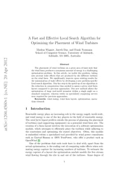 A Fast and Effective Local Search Algorithm for Optimizing the Placement
  of Wind Turbines