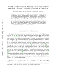 On the asymptotic behavior of the Durbin-Watson statistic for ARX
  processes in adaptive tracking