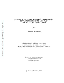 Numerical Analysis of Diagonal-Preserving, Ripple-Minimizing and
  Low-Pass Image Resampling Methods