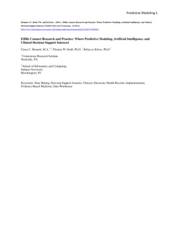 EHRs Connect Research and Practice: Where Predictive Modeling,
  Artificial Intelligence, and Clinical Decision Support Intersect