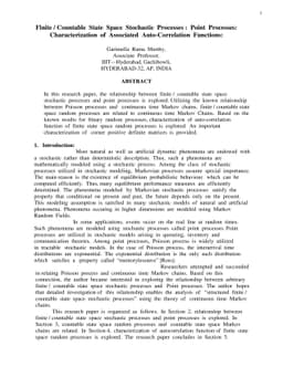 Finite / Countable State Space Stochastic Processes : Point Processes:
  Characterization of Associated Auto-Correlation Functions: