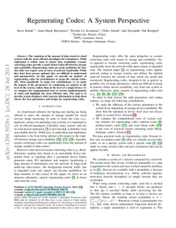 Regenerating Codes: A System Perspective