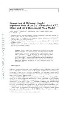 Comparison of Different Parallel Implementations of the 2+1-Dimensional
  KPZ Model and the 3-Dimensional KMC Model