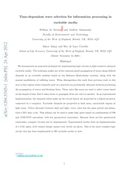 Time-dependent wave selection for information processing in excitable
  media