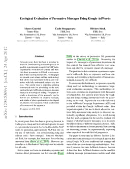 Ecological Evaluation of Persuasive Messages Using Google AdWords