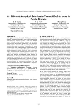 An Efficient Analytical Solution to Thwart DDoS Attacks in Public Domain