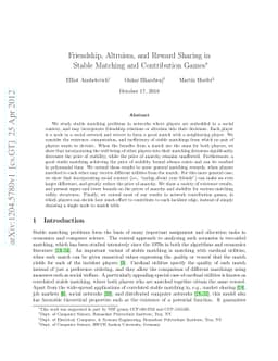 Friendship, Altruism, and Reward Sharing in Stable Matching and
  Contribution Games