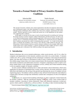 Towards a Formal Model of Privacy-Sensitive Dynamic Coalitions