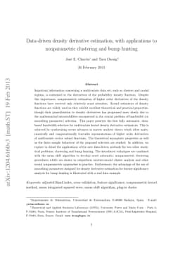 Data-driven density derivative estimation, with applications to
  nonparametric clustering and bump hunting