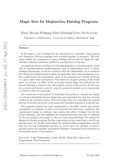 Magic Sets for Disjunctive Datalog Programs